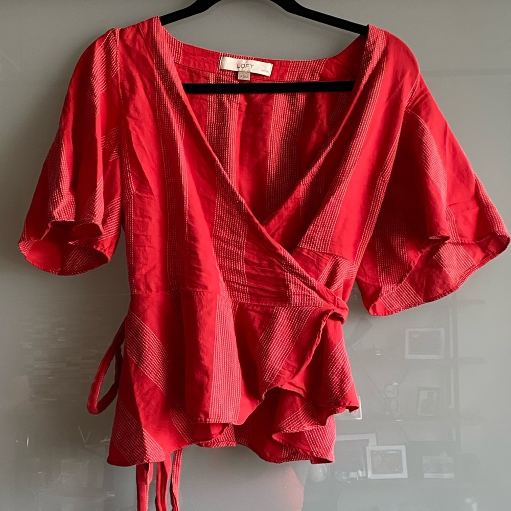 Ann Taylor Loft | Red Wrap Top | Small Petite